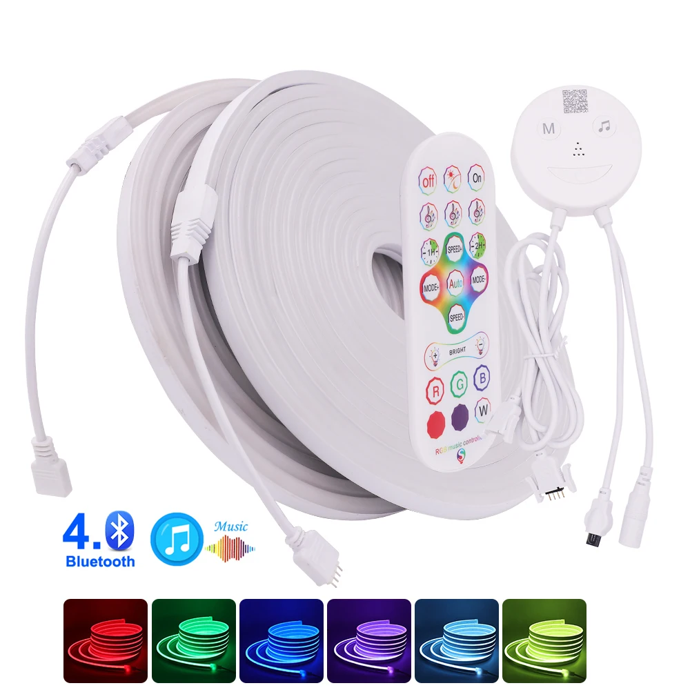 Neon RGB LED Strip Set DC 12V SMD 3535 With Bluetooth Controller Flexible Light Sign For Outdoor Lighting IP67 Waterproof | Лампы и