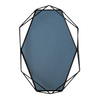 

Coffee Trays Table Storage Plate for Makeup Perfume Black Tray with Leather Home Decoration Cake Stands Food Saucer Blue