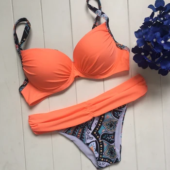 

2020 Solid Two Piece Swimwear Sexy Bikini Set Women's Swimming Suit High Waist Swimsuit