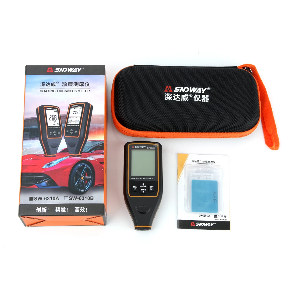 SNDWAY Digital Thickness Guage Paint Film Coating Tester Thickness gauges SW-6310A 0~1700um Auto Paint Gauge