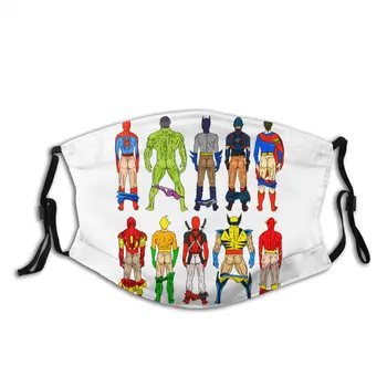 

Funny Superhero Butts Men Women Reusable Face Mask Anti Bacterial Dustproof Protection Cover Respirator Muffle Mask with Filters