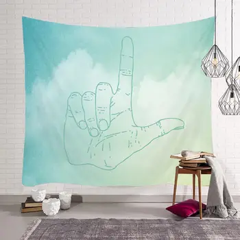 

Psychedelic Finger Tapestry Pink Tenure Hippie Tapestry Cartoon Colorful Decor Background Large Blanket Wall Cloth Tapestries