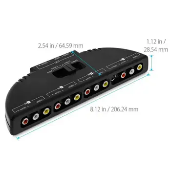 

4 Port AV Composite RCA Selector Box Switch Splitter w/ Cable Cord Plug