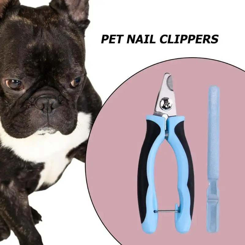 Комплекты клиперов для ногтей из нержавеющей стали для собак и кошек триммер для когтей резак для ухода клей-ручка с покрытием Противоскользящий инструмент S/L синий/розовый