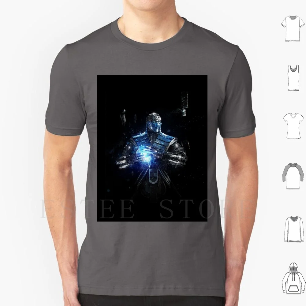 Maglietta Nera Sub-Zero Stampa Cotone Mortal Kombat Sub Zero Ice Gaming Mortal Kombat