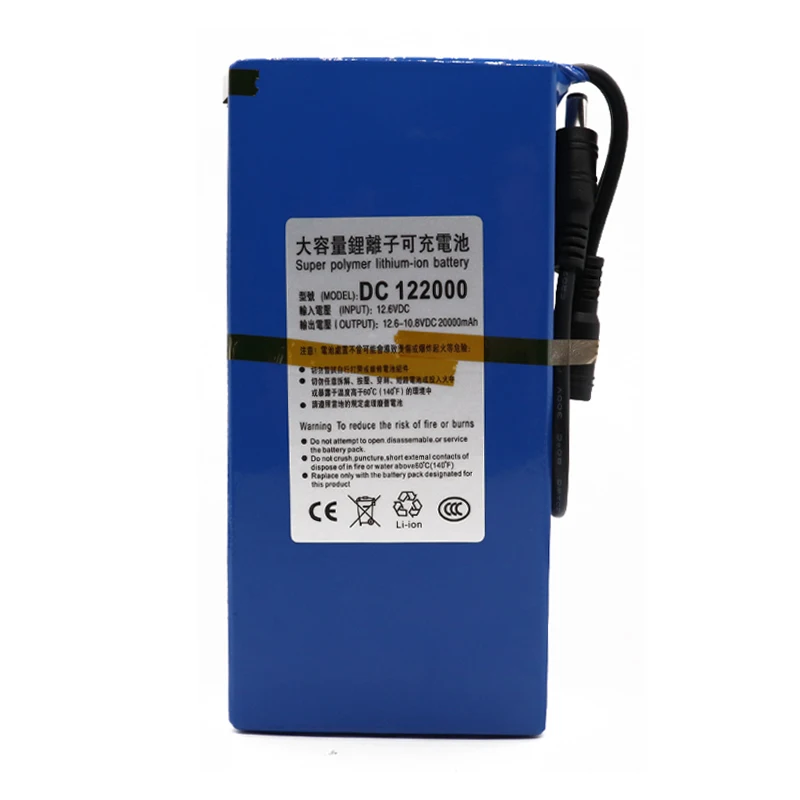 12v 20000mAh литий-ионный перезаряжаемый высокомощный аккумулятор 12,6 v 20Ah AC зарядное устройство с индикатором зарядки+ зарядное устройство