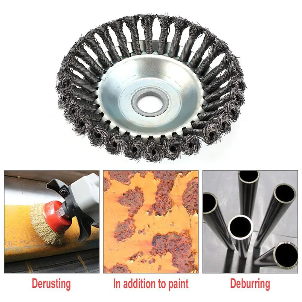 

180x25mm Rotary Weed Brush High Carbon Steel Flat Wire Wheel Brush Bench Grinder Polish Trimmer Head Kit grass cutter
