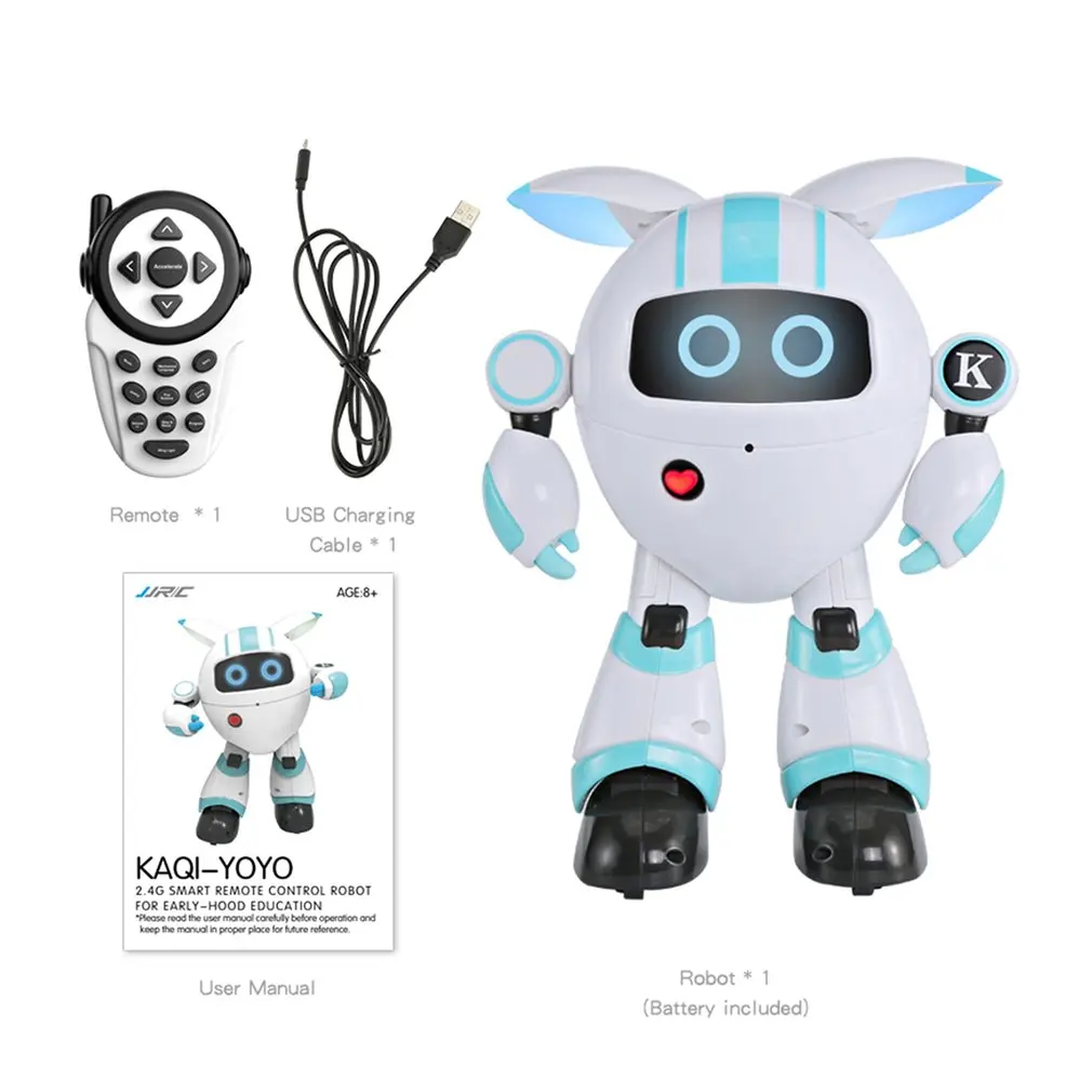 

R14 KAQI-YOYO 2.4G Smart RC Robot Programmable Sing Tell Story Shining Light Robot Toys Gift for Children