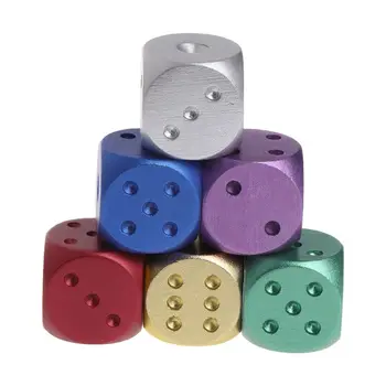 

5pcs Colorful Aluminum Alloy Metal Dice 16mm 6 Sided Board Game RPG DND Dice