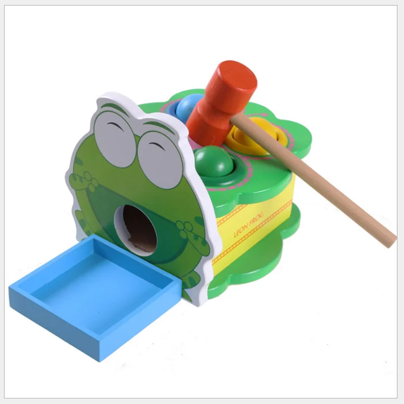  Mung Bean Frog Wooden Toys Batting Desk Table Hand Knock Ball Montessori Early Educational Colorful
