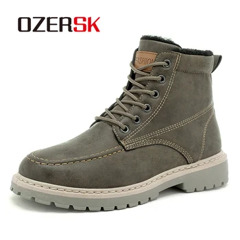 

OZERSK Brand Autumn Winter Pu Leather Shoes Casual Shoes Luxury Men Fashion Sneakers Lace Up Boots Footwear Size 39~44