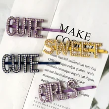 1 шт. буквы хрустальные шпильки для волос модные стразы заколки для волос металлическая заколка для волос Инструменты для укладки аксессуары