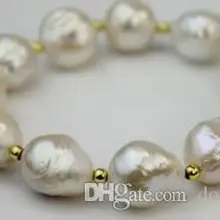 Очаровательный браслет из белого жемчуга в стиле барокко, 14-15 мм, 7,5-8 дюймов