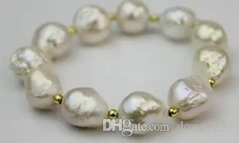 

Charming 14-15mm South Sea Baroque white pearl bracelet 7.5-8 inches