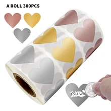 300 Uds en forma de corazón Rosa oro rascar pegatinas para la actividad del partido de juego personalizado pegatina transparente pegatinas adhesivo de papelería