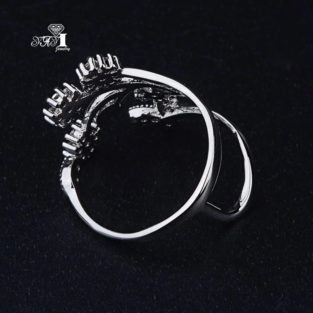 YaYI кольцо с голубым кристаллом 4,9 CT белый цирконий серебристый цвет обручальные кольца Свадебные кольца с регулируемым сердцем вечерние кольца Подарки
