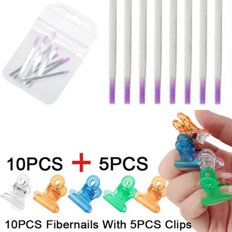 

1 Set Fiberglass Nail Form with Clips French Manicure Tools Kit Nail Silk Wraps Extension Acrylic Nail Art Forms Accessories