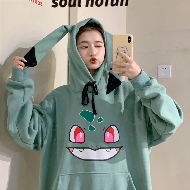 Amine Pokemon Hoodies Women Hip Hop Sweatshirt Girls Harajuku Long Sleeve Japan Hoodie Streetwear Cute Cartoon Hoodie Men Womens