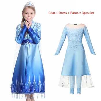 

Elza Dress For Girls Clothing Elsa 2 Princess Set Christmas Cosplay Freeze Birthday Party Sky Blue Princess Dress 2T 12T