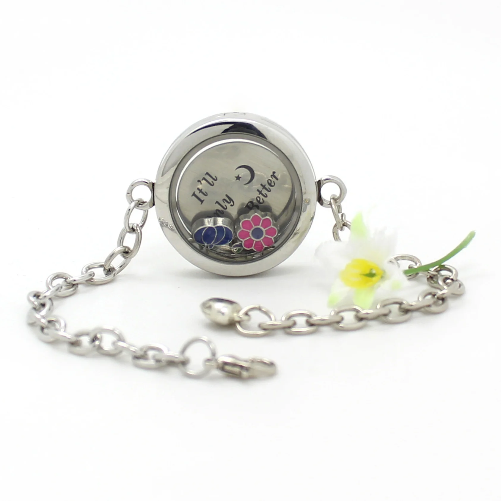 Diylocket 10 шт. 30 мм серебристый цвет Круглый Магнитный стеклянный плавающий медальон