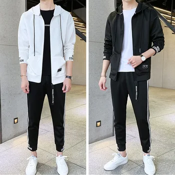 

2019 Sweater Suit Male Season Student Male Cardigan Two-piece Set