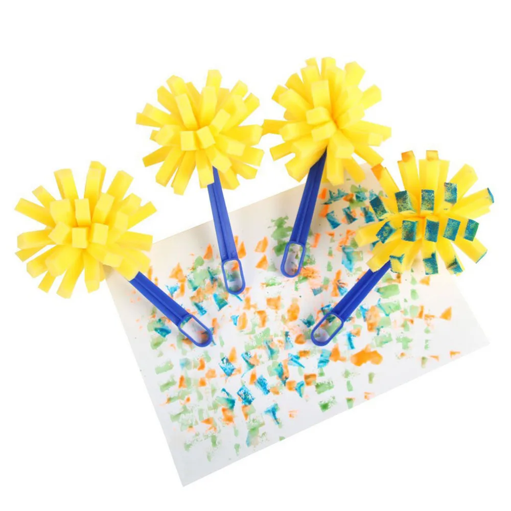 2022 1Set Sponge Brush Plastic Handle Paint Brushes Paintbrush Roller Children Kids DIY Graffiti Painting Drawing Tools | Игрушки и