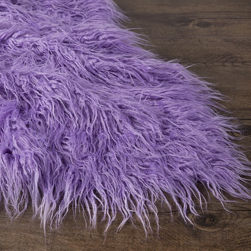 Purple 6cm Long Pile Imitation Wool Fur,Faux Fur Fabric,Clothing Cloth