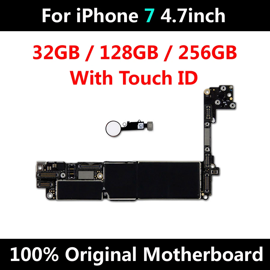 

For iPhone 7 4.7inch Factory Unlocked Motherboard Original Mainboard With Touch ID IOS Full Functions 100% Good Tested