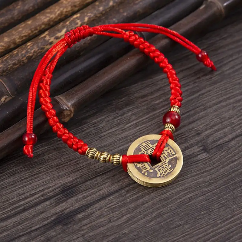 Chinese Fengshui Red Bracelet, Coin Bracelet Chinese Red