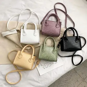 

Retro Alligator Pattern Crossbody Bags For Women 2020 Female PU Leather Mini Handbag Totes Elegant Solid Color Shoulder Bag