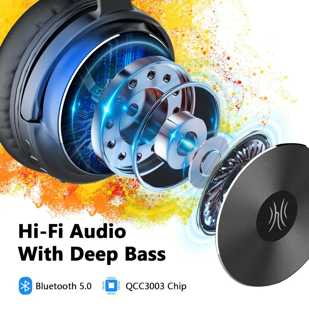 Fones de Ouvido sem Fio Fone sobre a Orelha Bass com Microfone para o Telefone Oneodio Bluetooth Estéreo Super pc tv Esporte A11 5.0 - Image 4