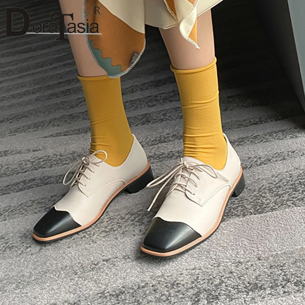 

DORATASIA Brand Fashion Lady Flats Spring Autumn Casual Comfortable Flats Women Lace Up Sewing Mixed Color Office Shoes Woman