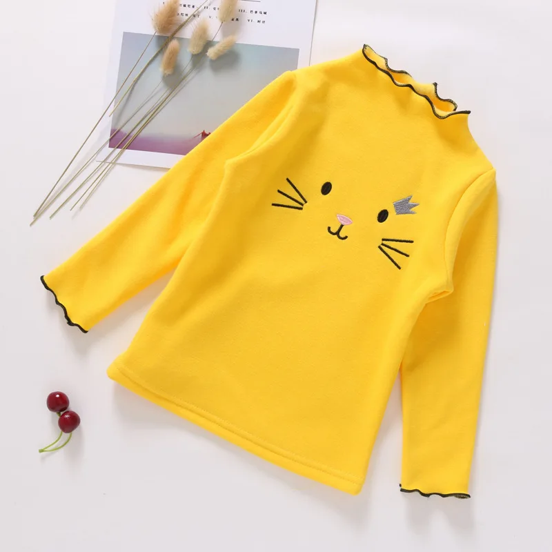yellow velvet Коллекция года, новая детская одежда хлопковая майка в полоску топы для девочек, рубашка с длинными рукавами одежда для детей возрастом от 2 до 7 лет разноцветная футболка - Цвет: yellow velvet