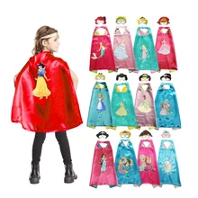 Костюм принцессы Эльзы, Анны, Белль, русалки, накидки с масками для девочек, костюмы на Хэллоуин для детей, маскарадный костюм на день рождения