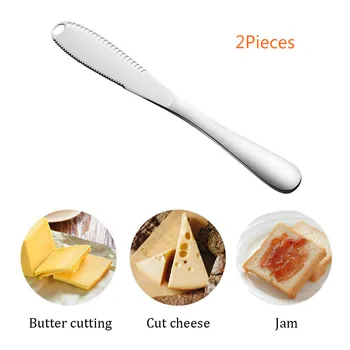 

2Packs Stainless Steel 3 in 1 Butter Knife With Holes For Butter Curler Spreader Bread Slicer Cheese Spreaders Kitchen Tool