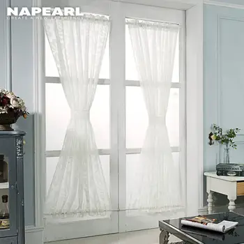 

NAPEARL New Style Door Window Sheer Shades Screening Panel Tulle Curtains Darpe Faux Linen Ready Made Salon