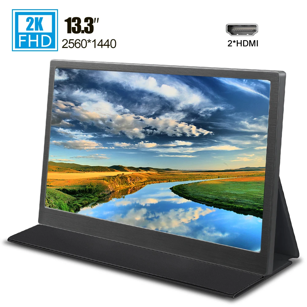 

13.3 inch 2560X1440 lcd display 2K ips screen portable monitor with Dual miniHD speaker for ps4 switch NS laptop phone computer