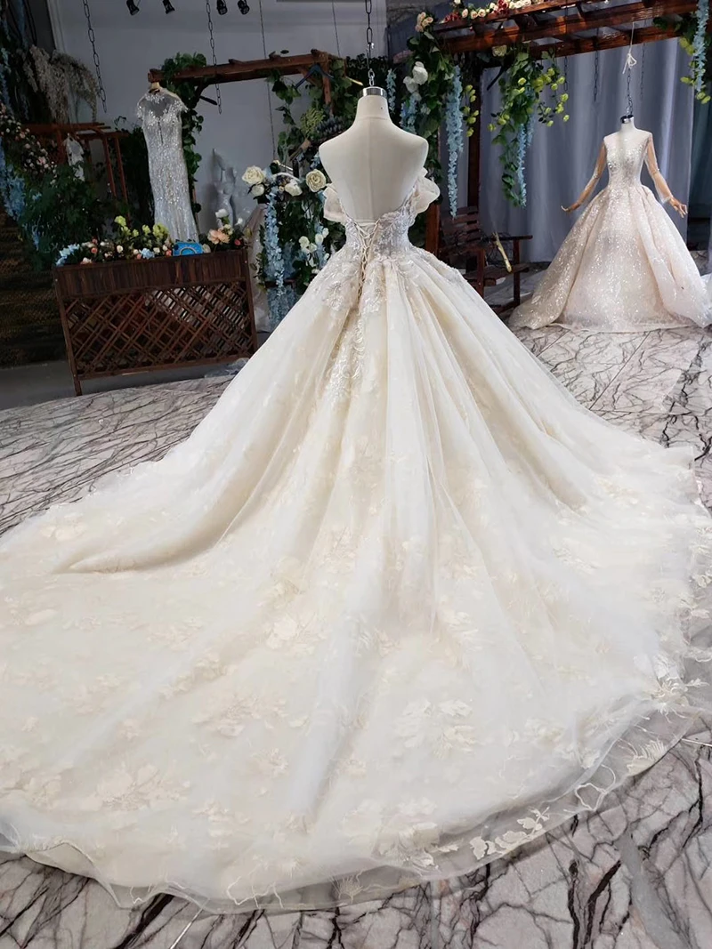 HTL648 special strapless wedding dress court train appliques sexy backless cheap wedding gowns lace vestido de novia sencillo