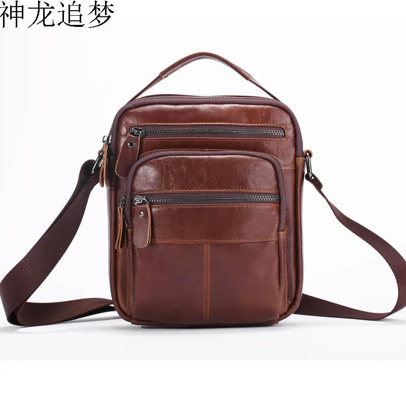 

Europe New fashion purse men's bag square business handbag top layer leather shoulder bag male totes bag handbag Crossbody bag