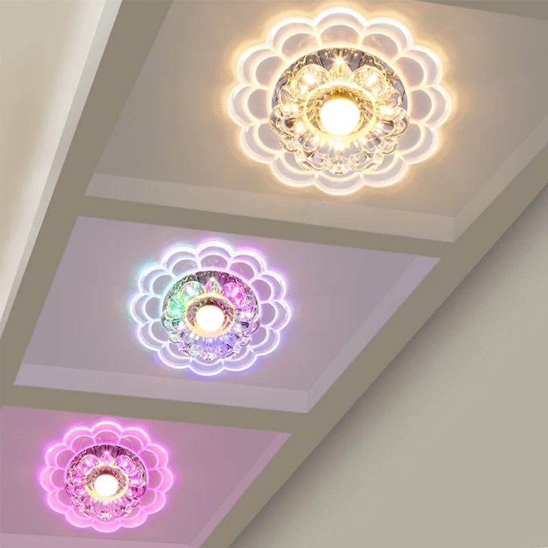 Светодиодный потолочный светильник с кристаллами в виде лотоса, скрытая лампа, Домашний Светильник