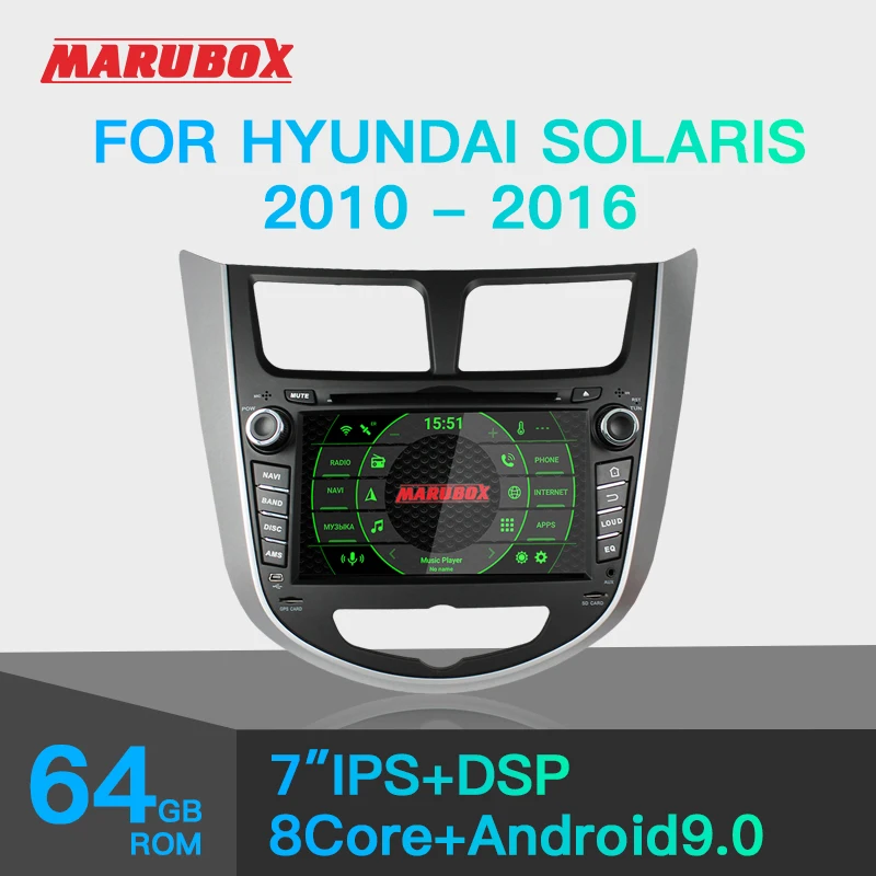 Штатная магнитола для Hyundai Solaris MARUBOX KD7025 Штатное головное устройство Хюндай 2010 2016