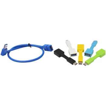 

1 Pcs Usb 3.0 Right Angle Male To Usb 3.0 Female Extension Cable 1 Ft & 1 Pcs Type C Male To Usb 3.0 Cable Adapter