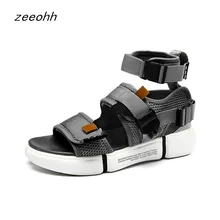 Г. Новая модная летняя мужская обувь сандалии-гладиаторы пляжные сандалии на платформе с открытым носком мужские парусиновые сандалии в римском стиле