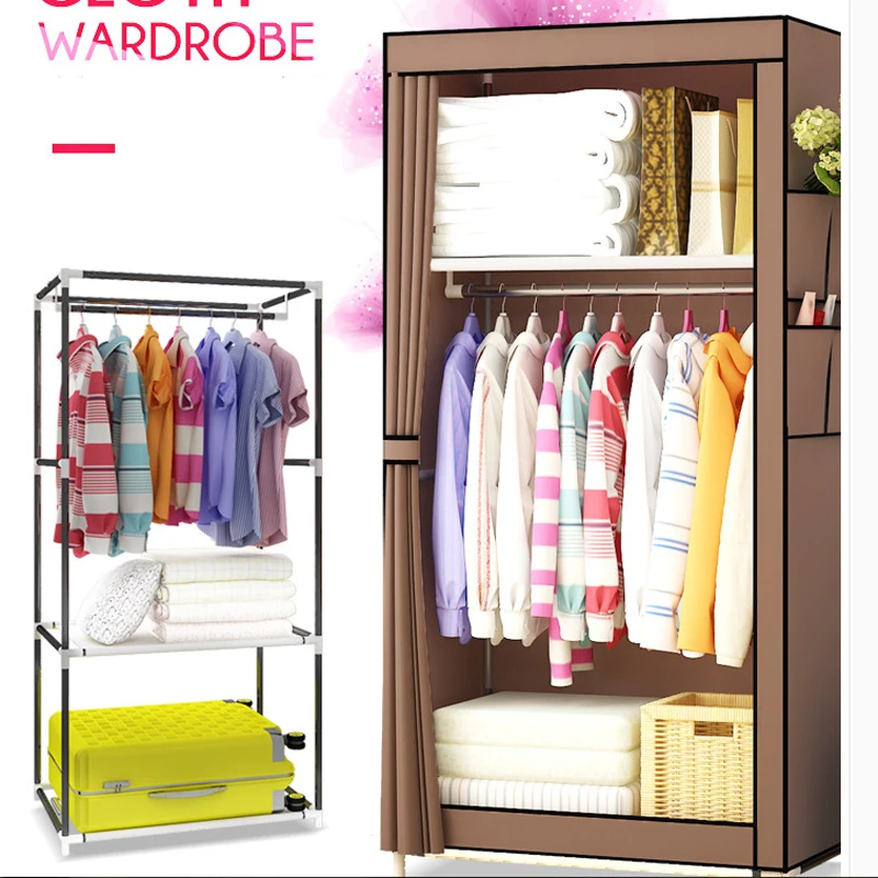 Students Dormitory Small Wardrobe Single Cloth Wardrobe Folding Portable Closet Clothing Storage Cabinet Home Furniture