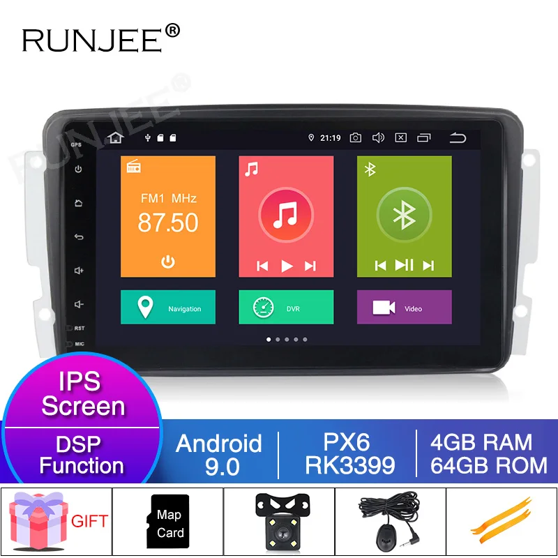 8 дюймов RK3399 Android 9,0 PX6 ips+ DSP Автомобильный мультимедийный dvd-плеер для Benz W209 W203 W463 Viano W639