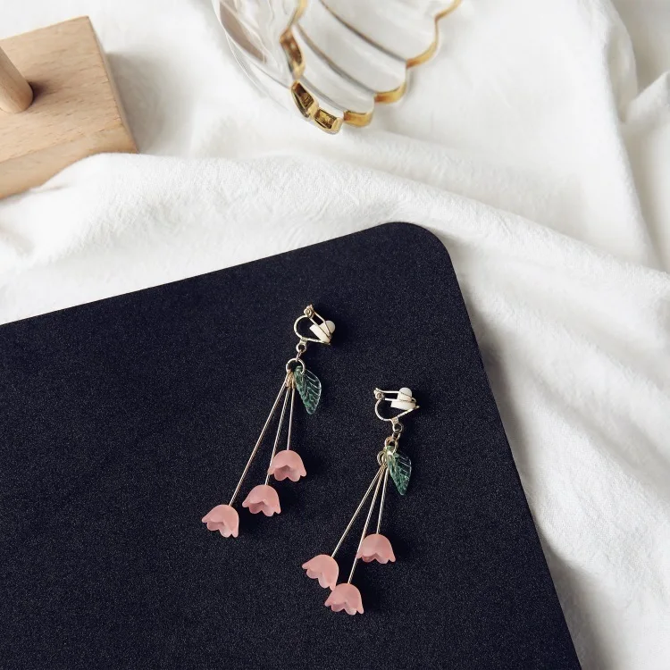 Корейские матовые длинные серьги с цветами и кисточками Для Пирсинга Ушей для женщин и девушек, модные ювелирные изделия