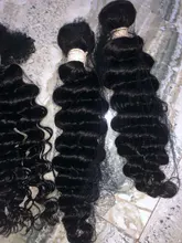 Mechones de pelo humano Remy con Perla Negra y ondas profundas, mechones de 30 pulgadas con cierre, 3 mechones