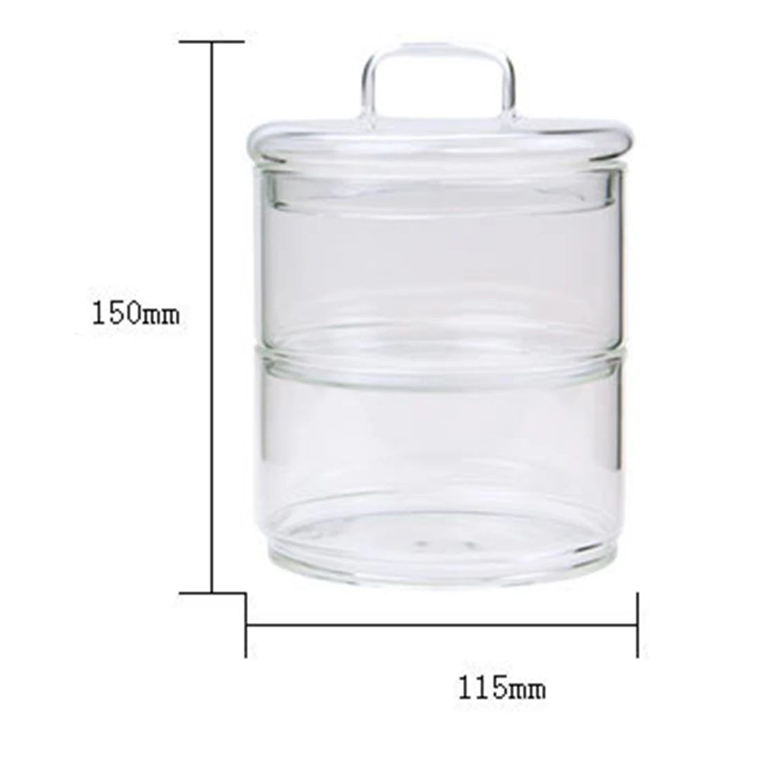Multilayer Stackable Glass Bottle Jar Canister Transparent Storage Container with Two Canister and One Lid 6