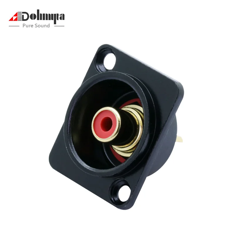 

1pc High Quality Soldered Gold Plated RCA Female Black Panel Socket RCA Jack Panel Chassis Mount Square Red&White