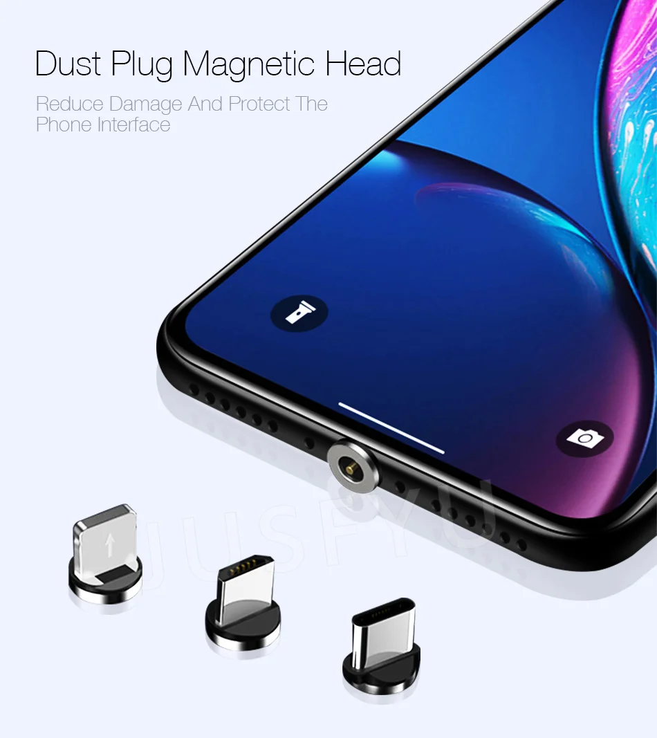 Магнитный кабель передачи данных 1 м нейлон 3A Быстрая зарядка светодиодный Micro USB для Apple Android type C для iPhone X Xs XR для huawei